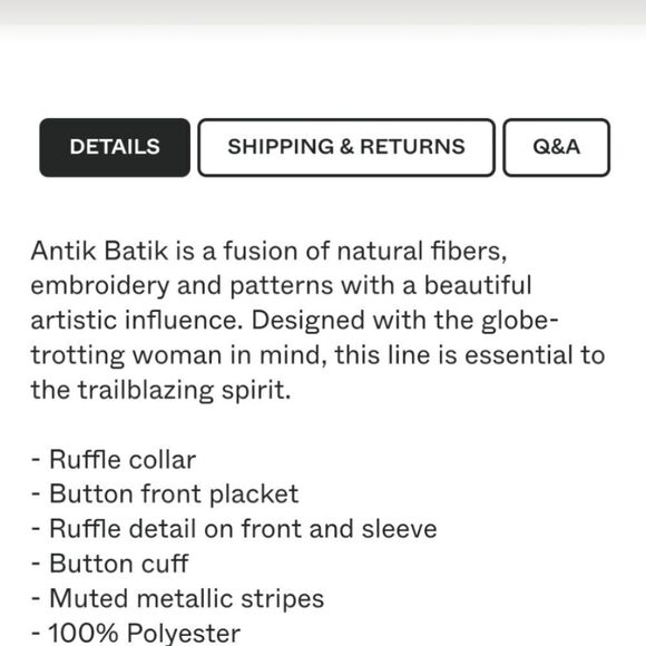 ANTIK BATIK L goldyone blouse, ruffle detail - Picture 8 of 12